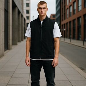 NWT‎ Rains Men’s Durban Fleece Vest in Black Size Medium